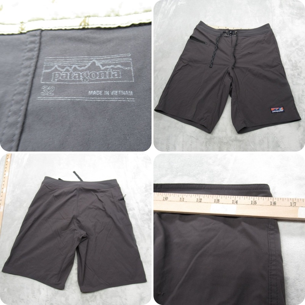 Patagonia‎ Shorts Mens 32 Gray Drawstring Unlined Stretch Wavefarer Boardshorts